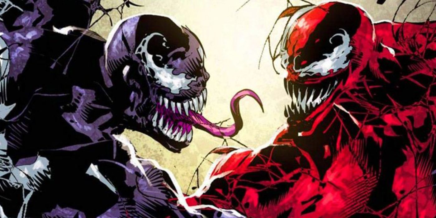 Venom fights Carnage in the pages of Marvel Comics.