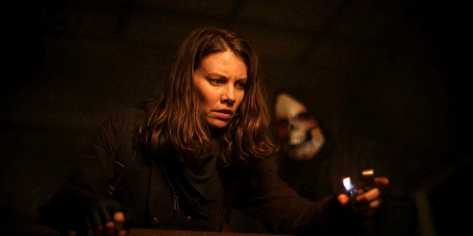 Lauren Cohan as Maggie in The Walking Dead being hunted