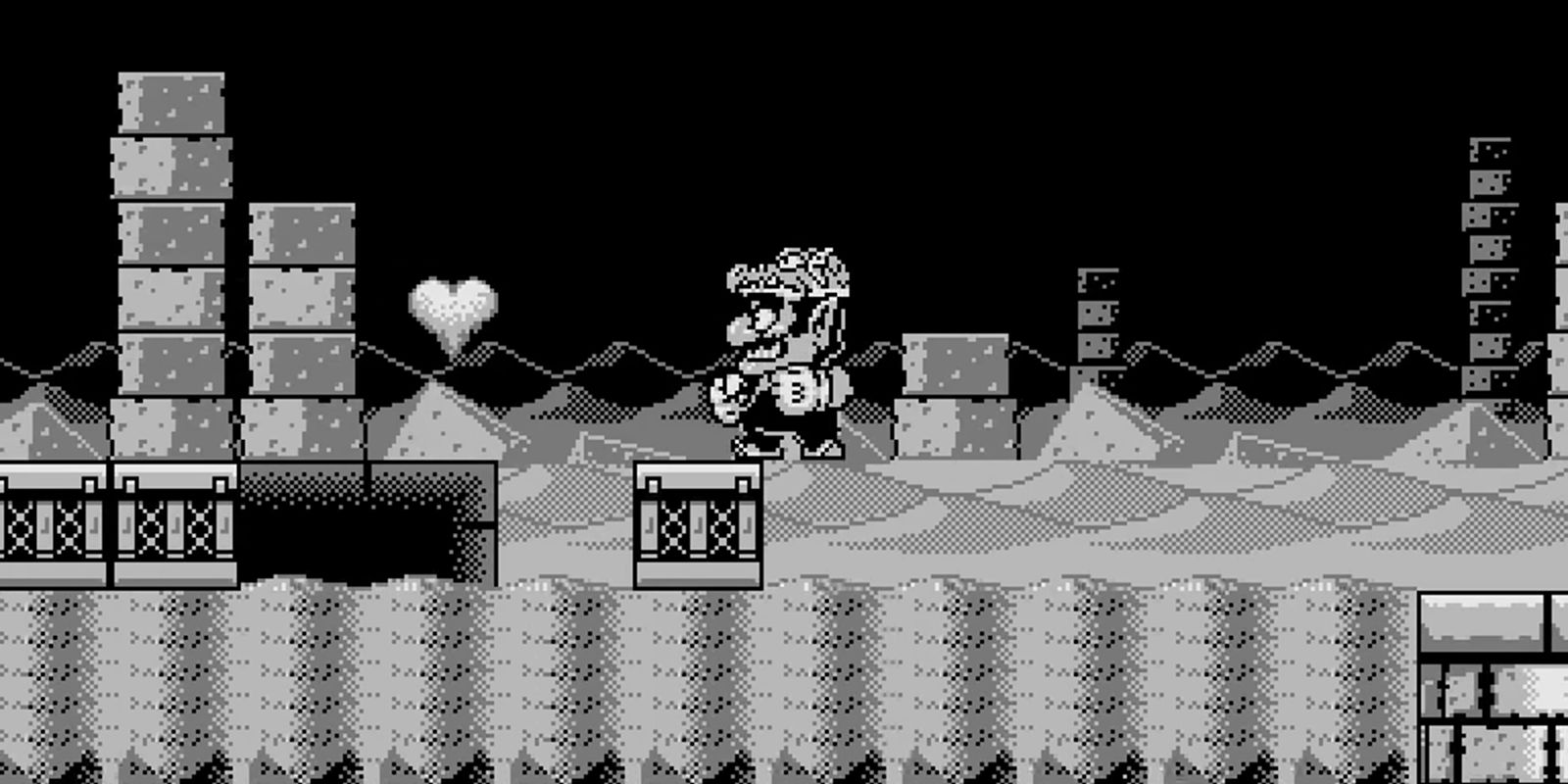 Wario with the dragon hat on in Virtual Boy Wario Land