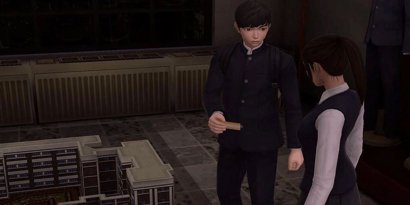 A schoolboy gives a note to a schoolgirl in White Day: A Labyrinth Named School.