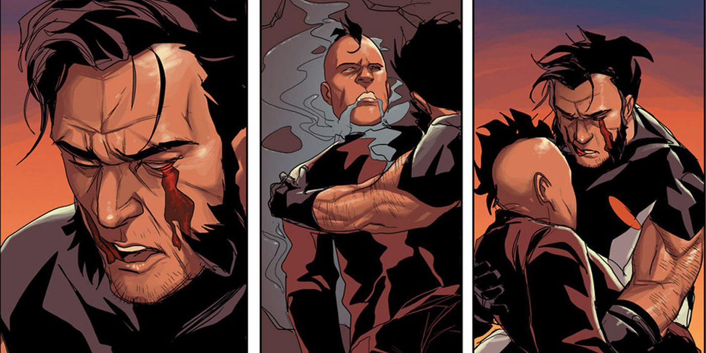 Wolverine holding his dead son Daken.