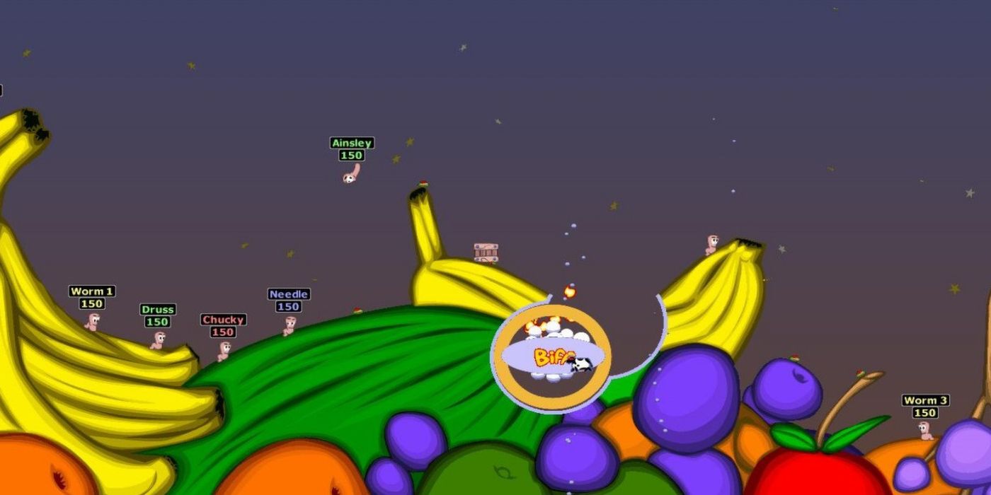 Screenshot of the video game Worms Armageddon.