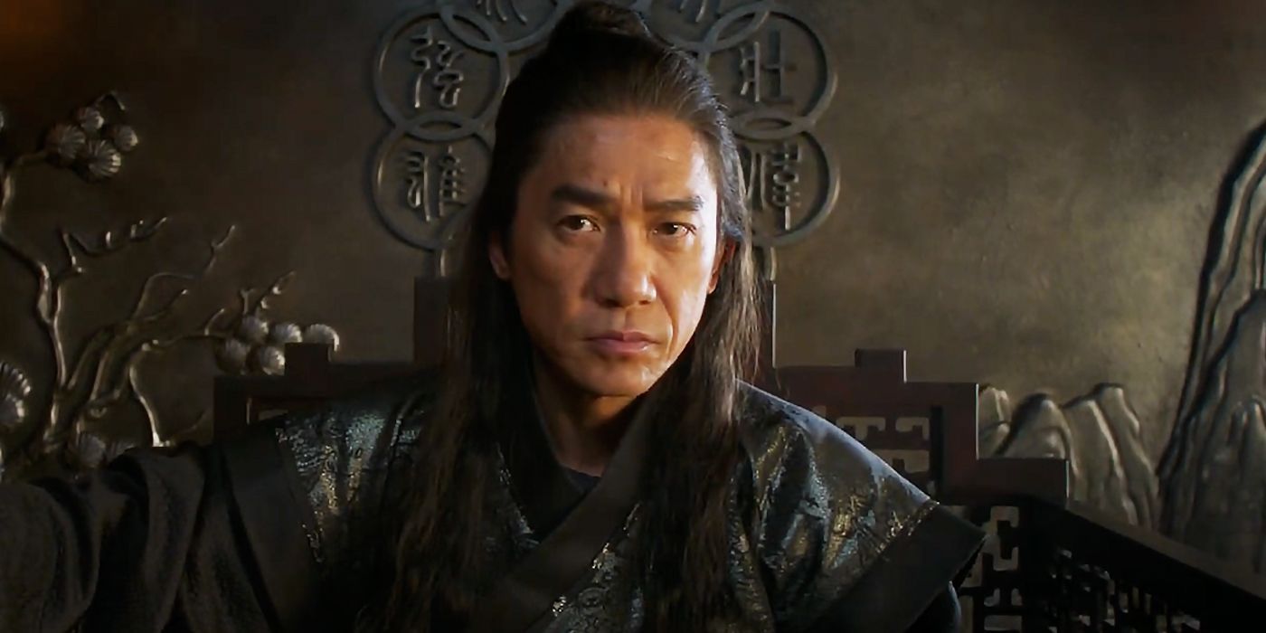 Xu Wenwu sitting on his throne as Mandarin in Shang-Chi And The Legends Of The Ten Rings