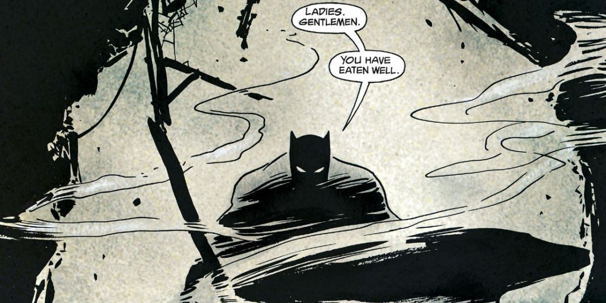 Batman crashes the crime families' dinner party in Year One