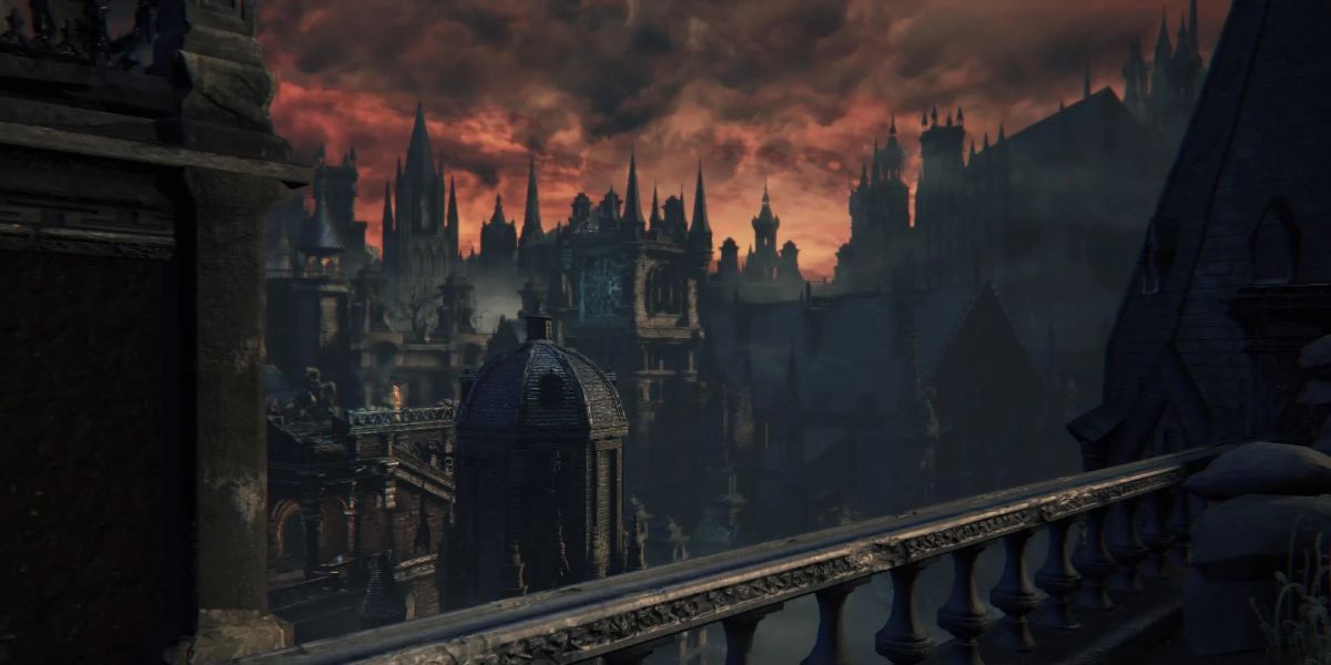 A panoramic view of Yharnam in Bloodborne.