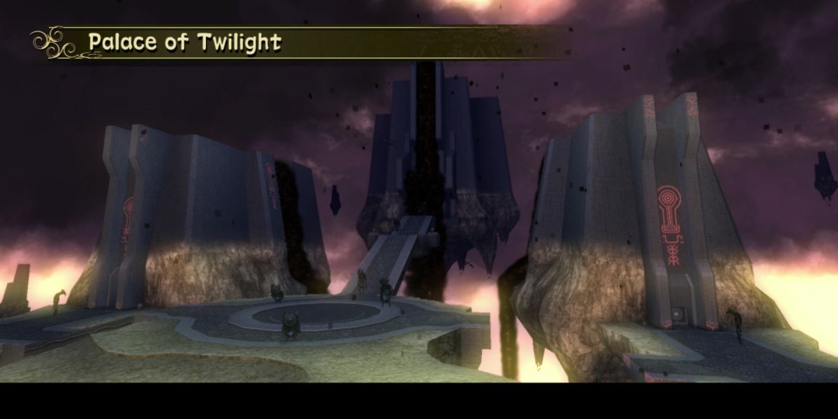 Link arrives at the Palace of Twilight in Twilight Princess.