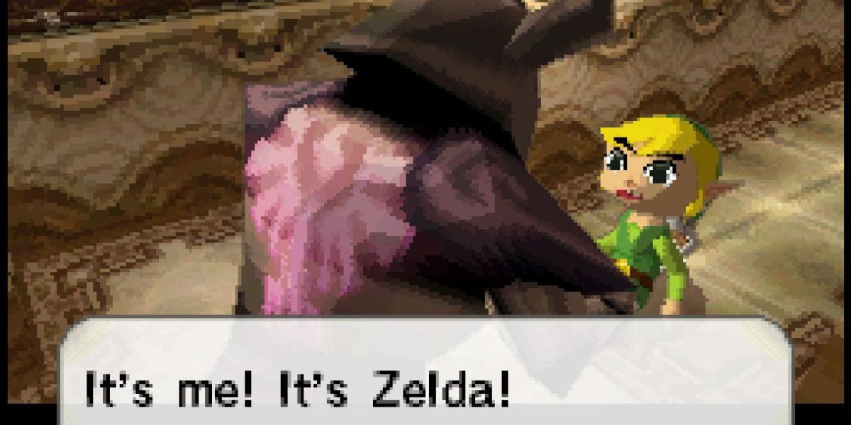 Link speaks with a transformed Zelda in the Spirit Tower.