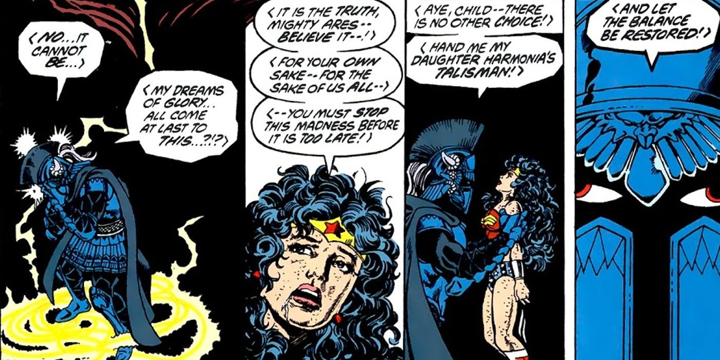 Ares luta contra a Mulher Maravilha na DC Comics.