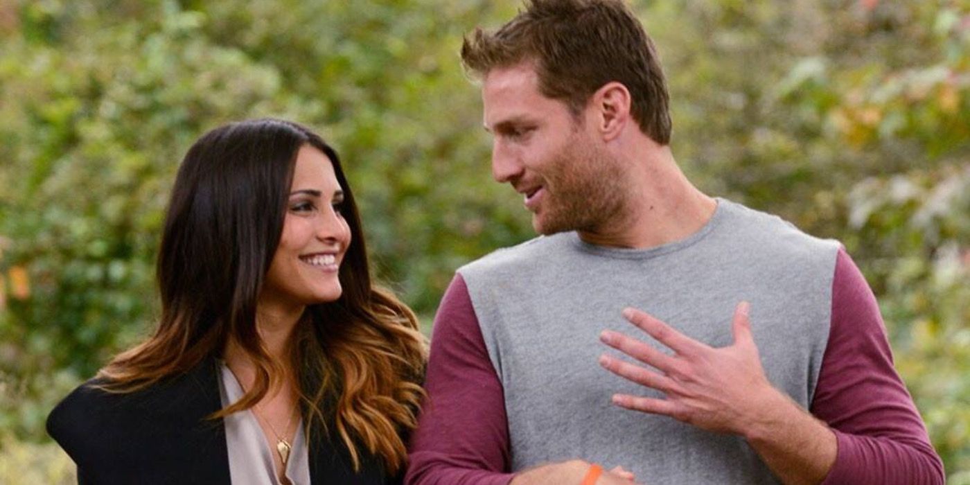 The Bachelor's Juan Pablo Galavis and Andi Dorfman walking and talking together