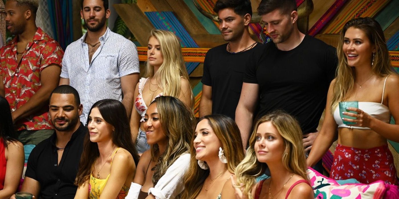 Contestants prior to a rose ceremony on Bachelor In Paradise