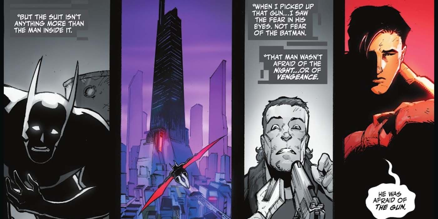Bruce Wayne using a gun in Batman: Urban Legends #7.