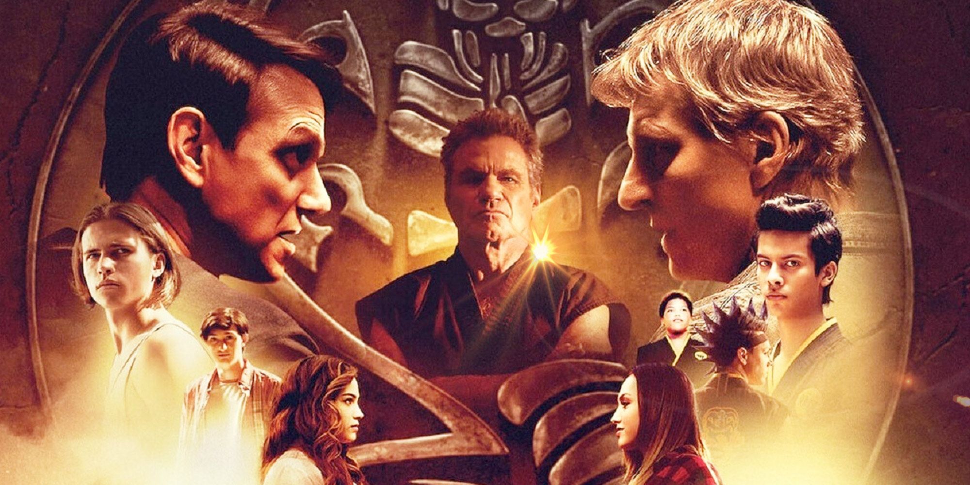 A poster for Cobra Kai showcasing the main characters