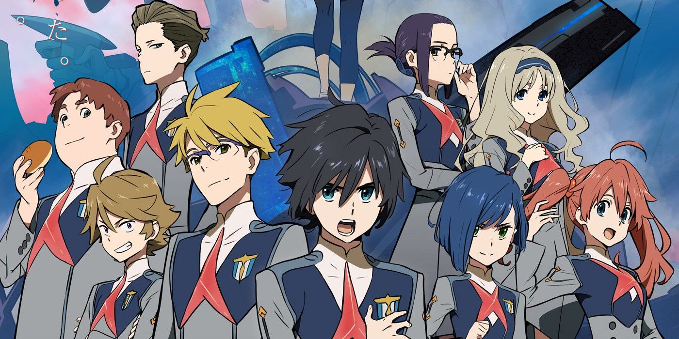 The main cast of Darling in the Franxx in promotional artwork