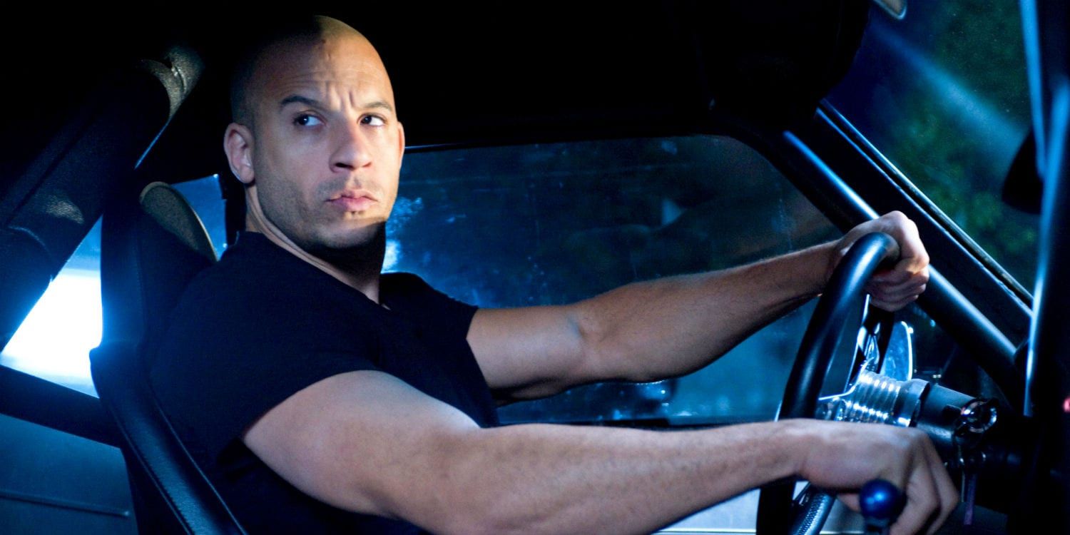 Vin Diesel driving a car in Fast and Furious