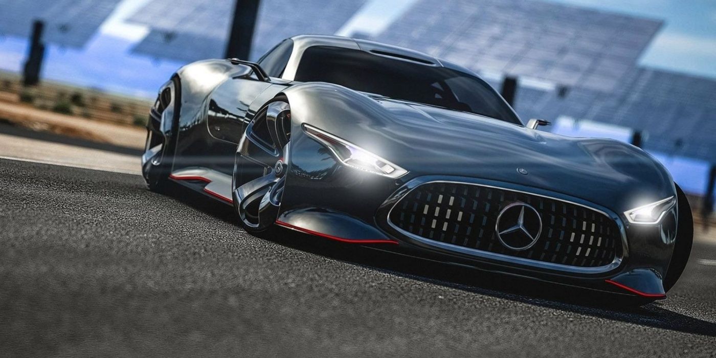 A closeup of a Mercedes from the trailer for Gran Turismo 7.