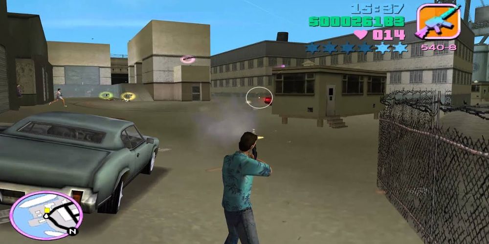 Tommy sinpes the courier in Grand Theft Auto: Vice City