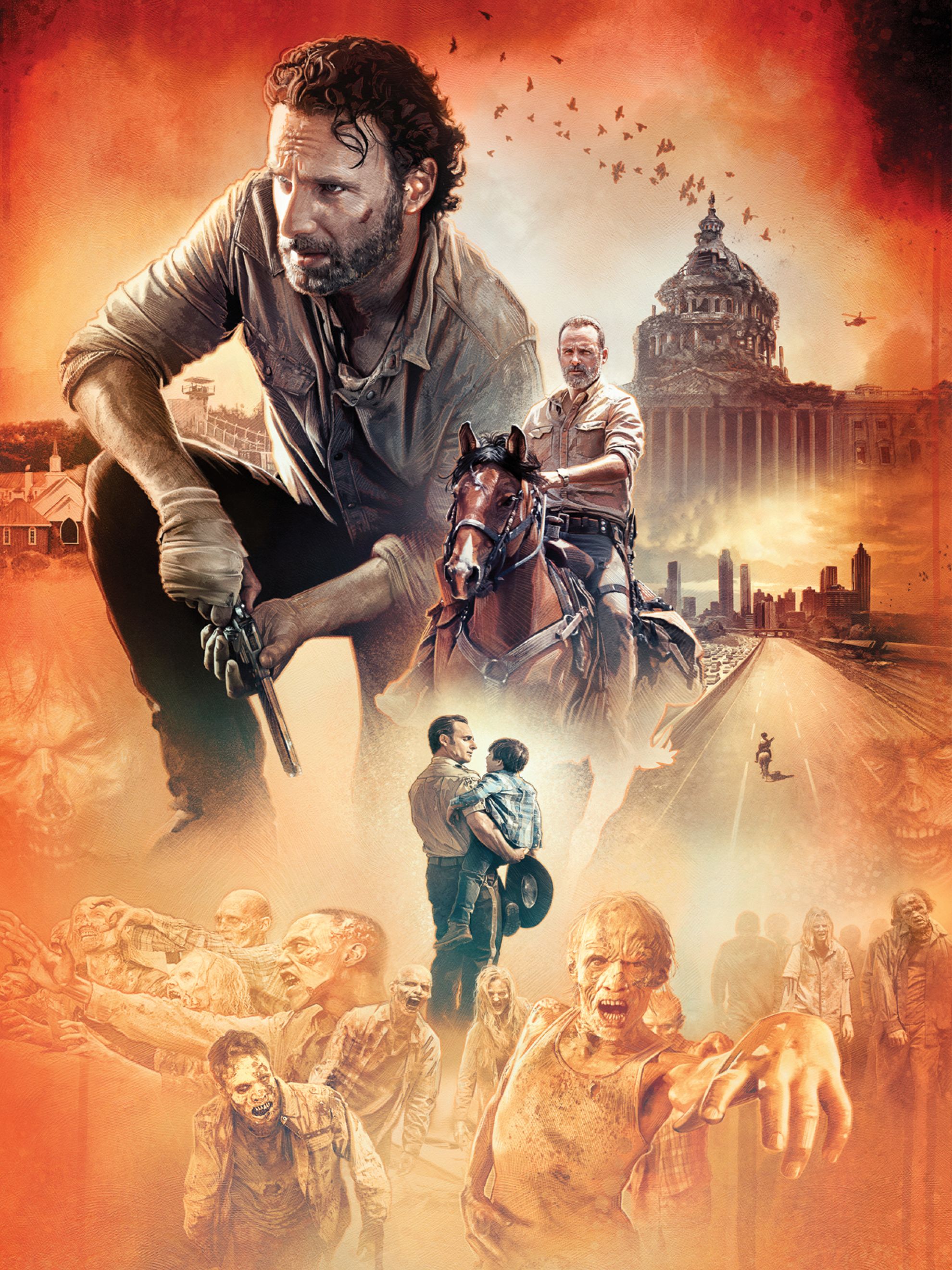 interior artwork of Rick Grimes from The Art of AMC’s The Walking Dead Universe.