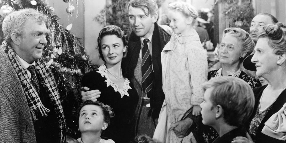 George reunites with his family on Christmas in It's A Wonderful Life