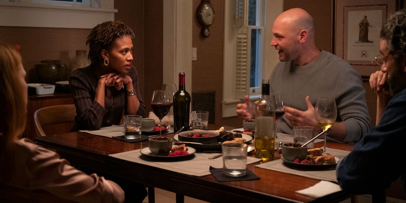 Kate and Peter having dinner with Mira and Jonathan in Scenes from a Marriage