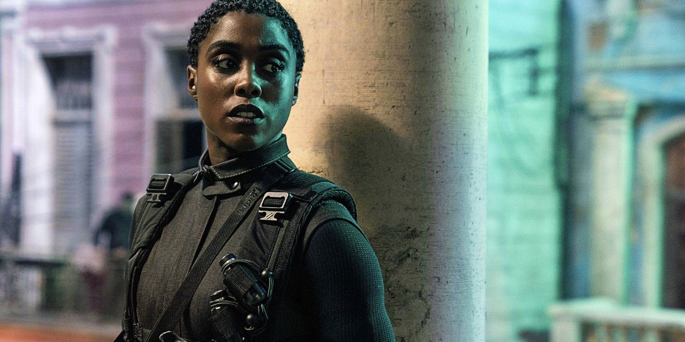 Lashana Lynch in tactical gear as Nomi in tactical gear in No Time to Die