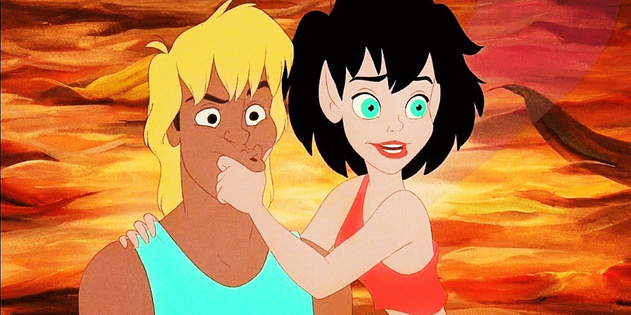 Crysta holds her hand over Zak's mouth in FernGully: The Last Rainforest