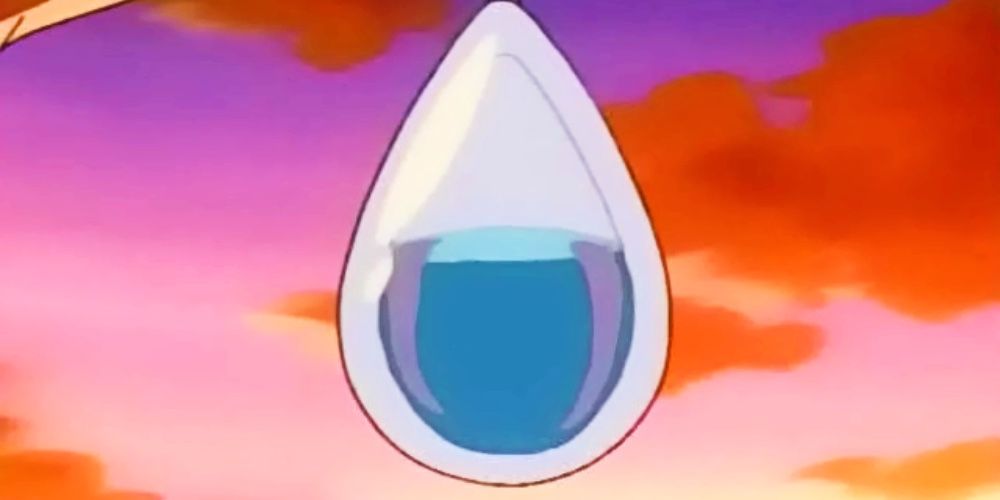 Close-up of the Mystic Water item in the Pokemon anime
