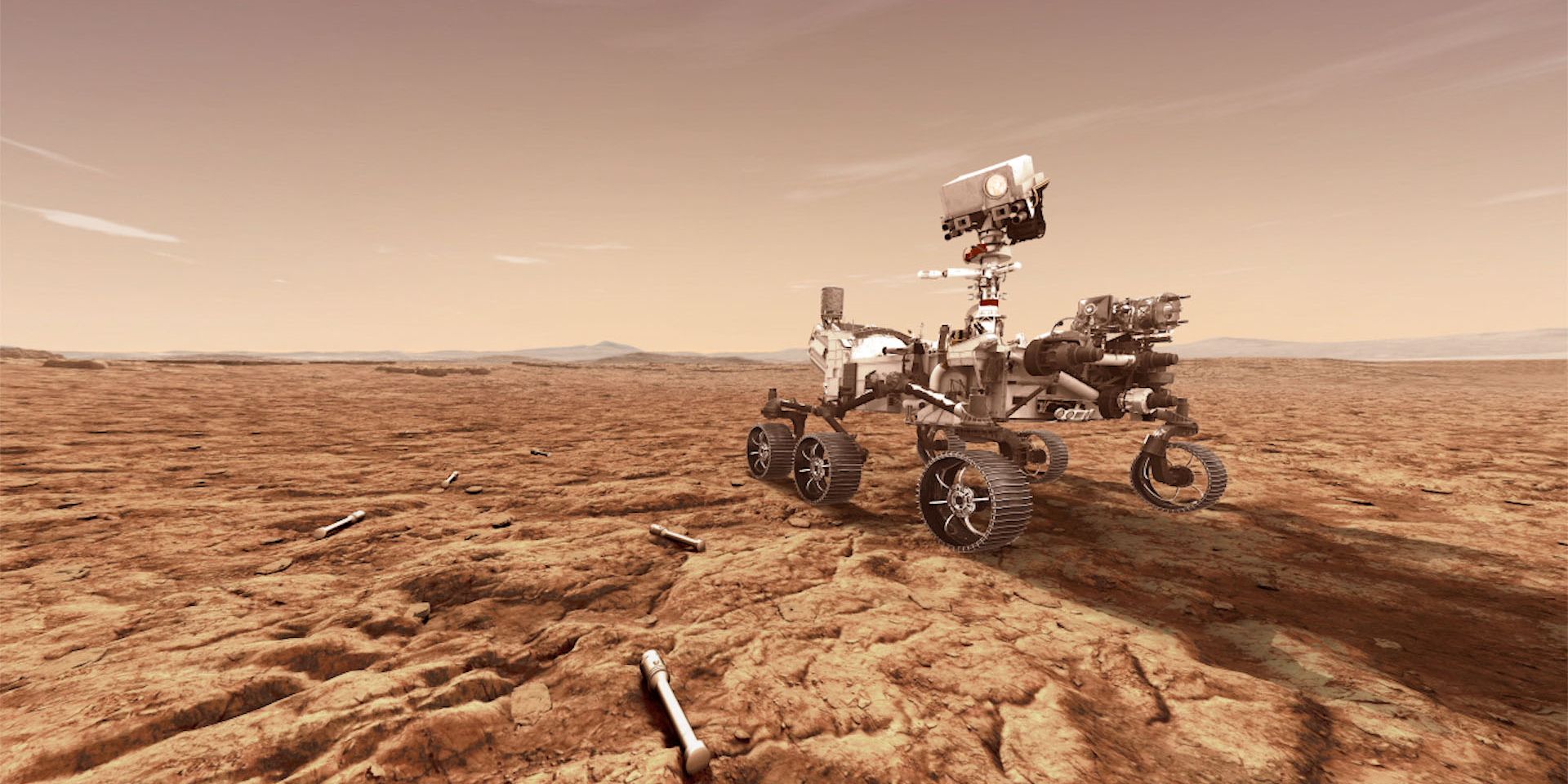 Official illustration of Nasa's Perseverance rover on Mars