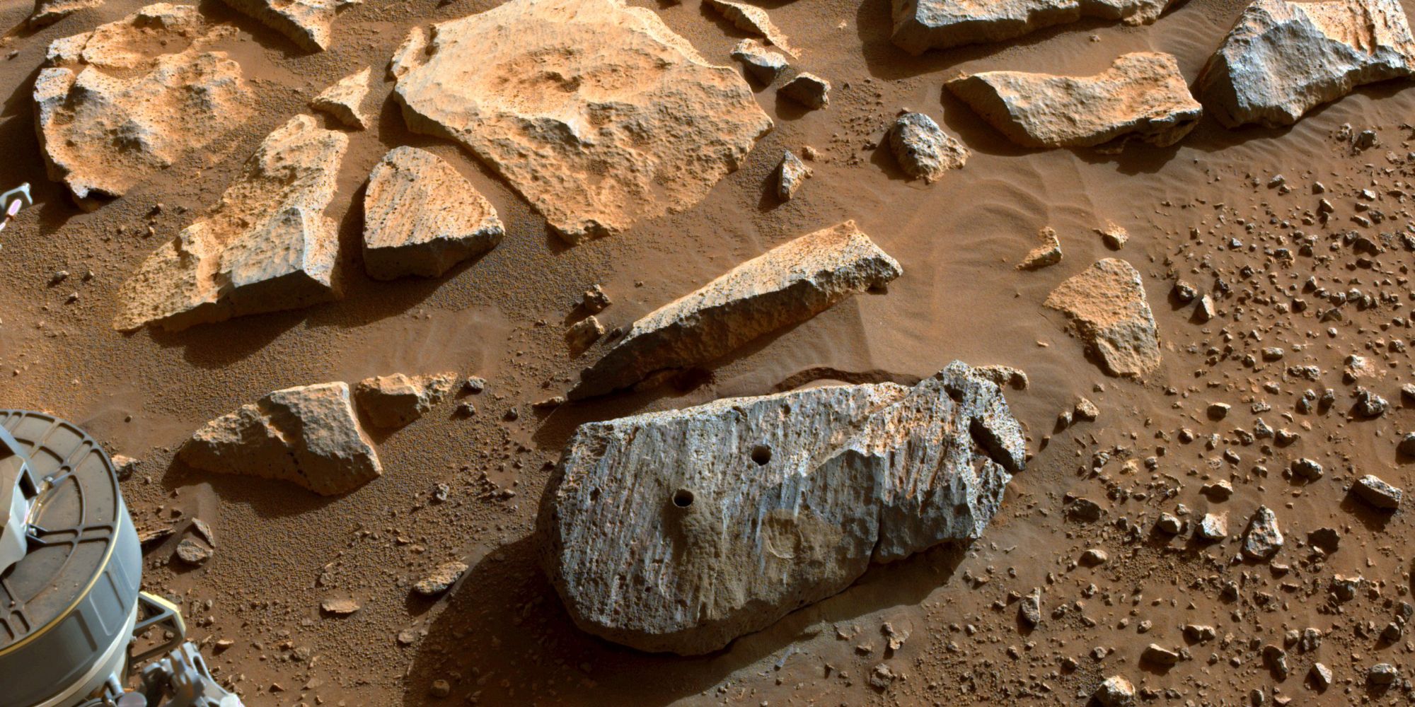 Rocks drilled into by NASA's Perseverance rover on Mars