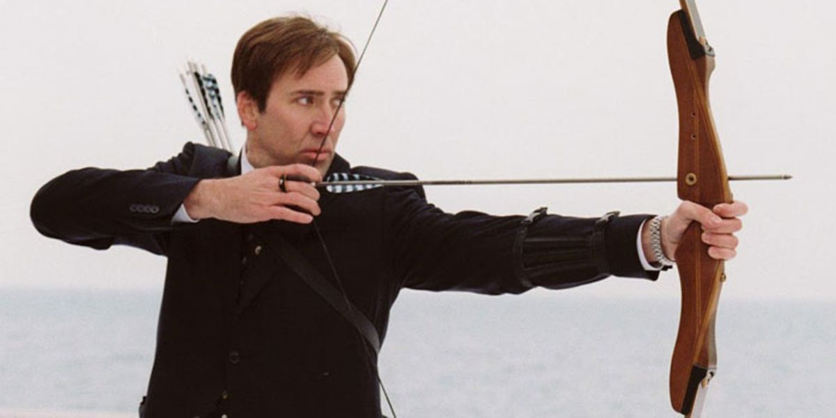 David Spritz (Nicolas Cage) shooting a bow in The Weather Man
