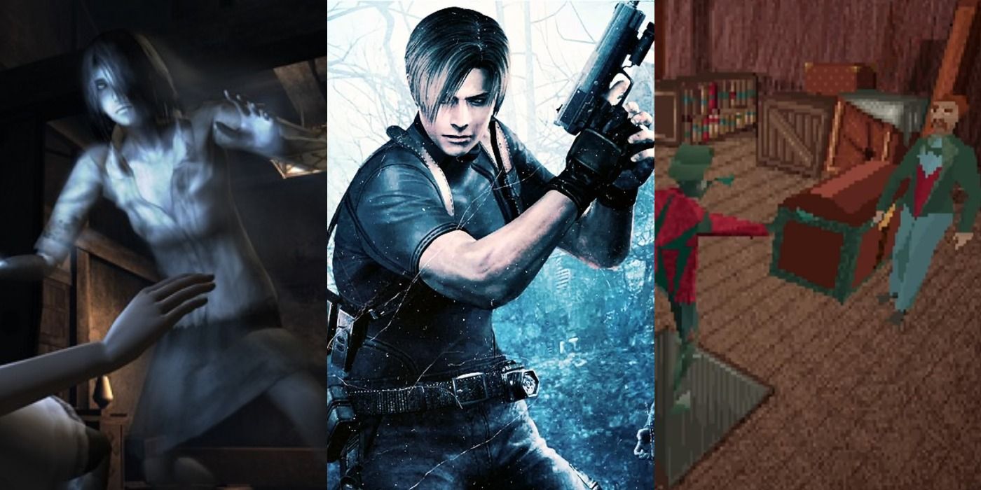 Split image of Fatal Frame, Resident Evil, and Alone in the Dark.