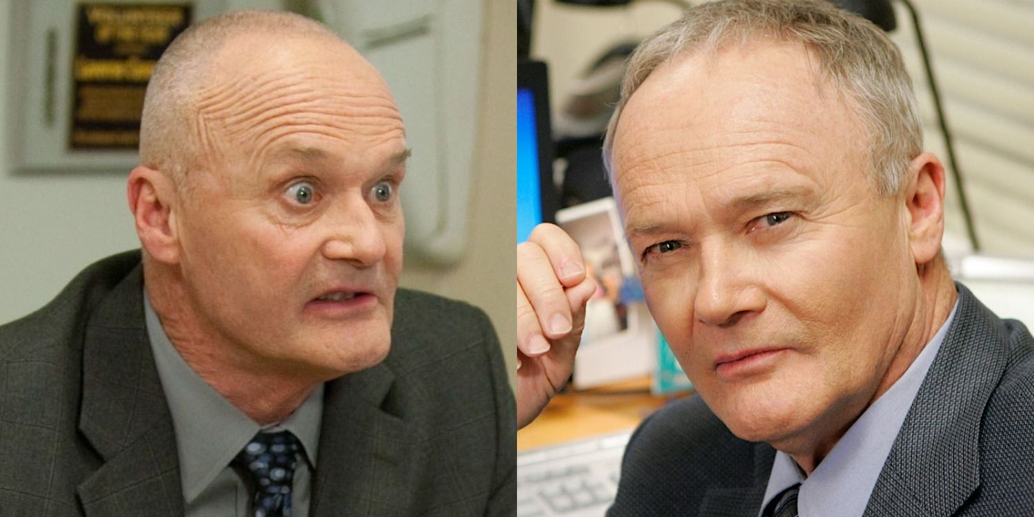 Split image of Creed Bratton in The Office