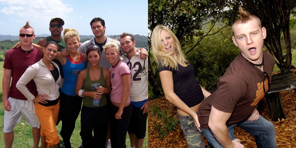 Split image of The Challenge Fresh Meat cast and Wes and Casey