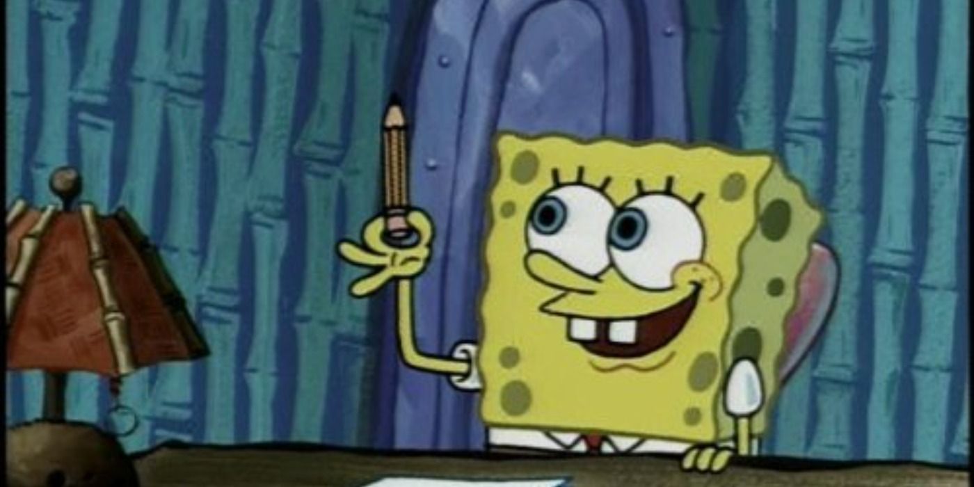 SpongeBob holding a pencil in SpongeBob