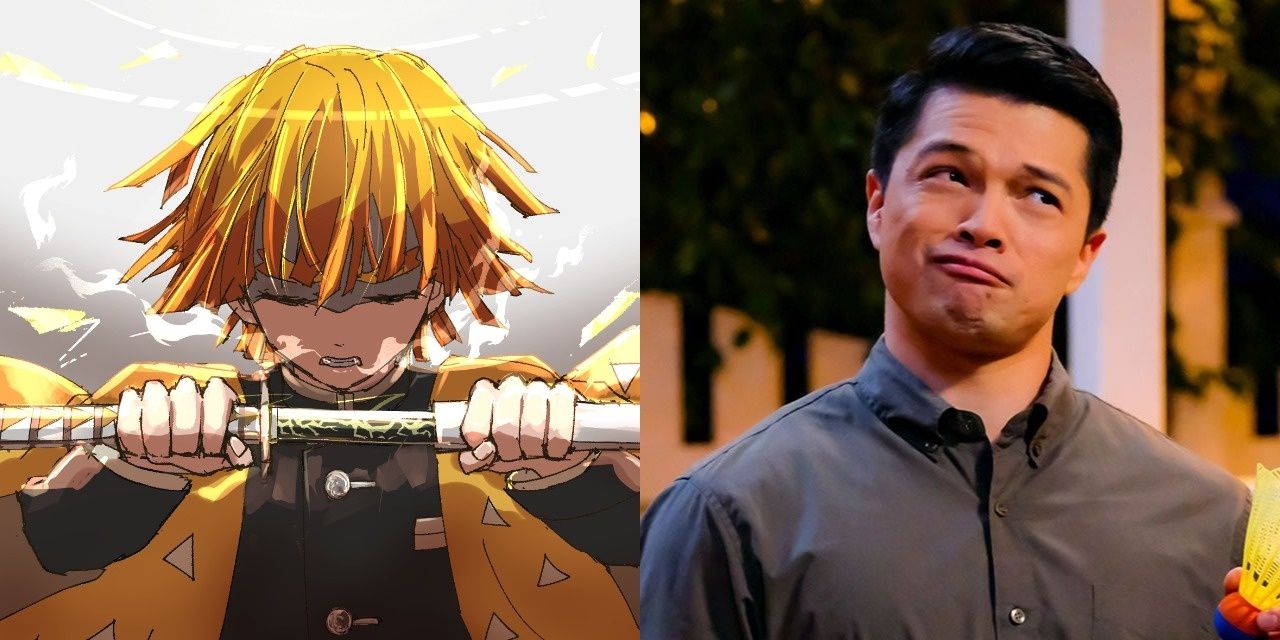 A split image of Zenitsu on the right and Vincent Rodriguez III on the right