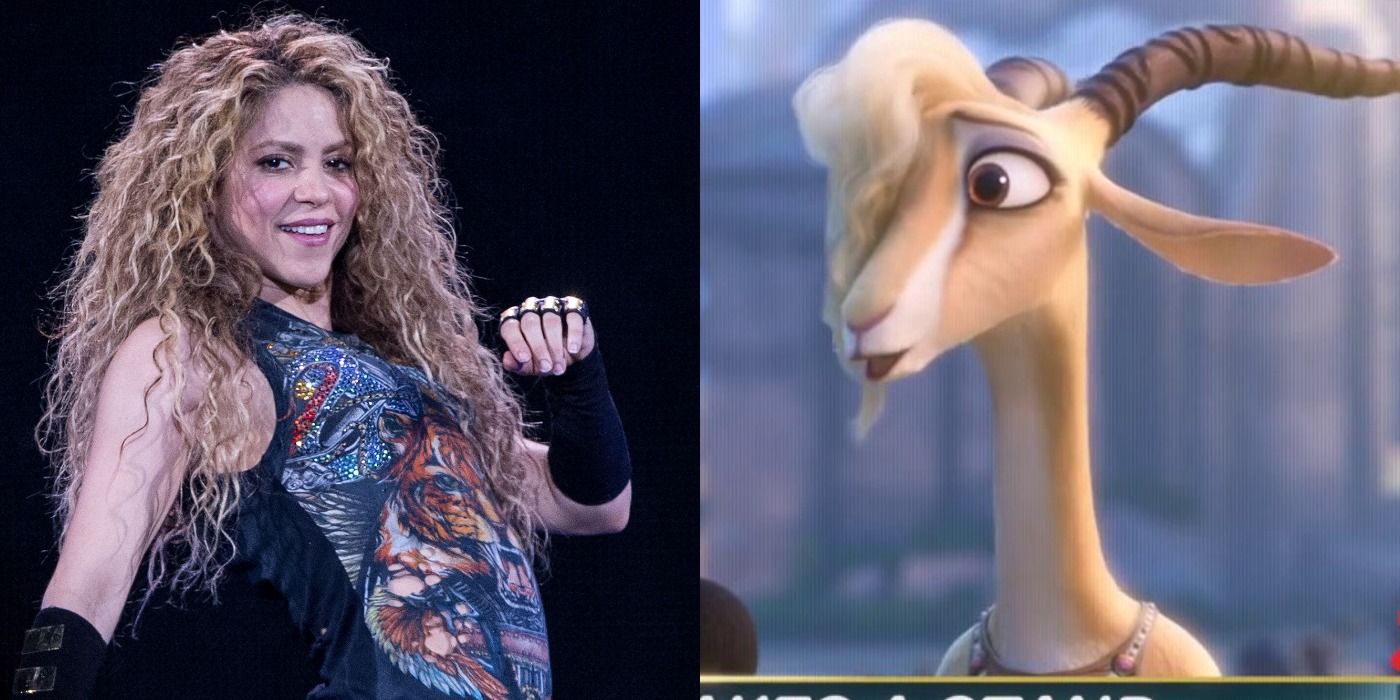 Split image of Shakira and Gazelle in Zootopia