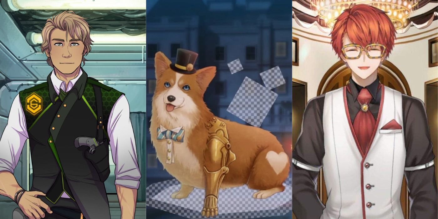 Split image of Andromeda, a corgi in Code: Realize - Guardian of Rebirth, and Mystic Messenger.