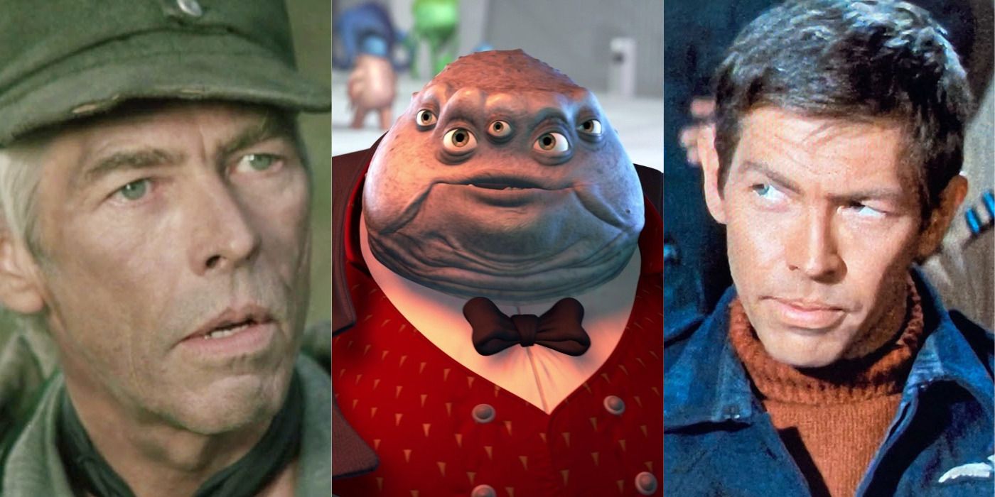Split image of James Coburn in The Iron Cross, Monsters Inc., and The Great Escape.