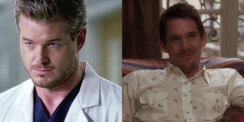 Split image of Mark Sloane from Grey's Anatony & Ethan Hawke in Before Sunset.