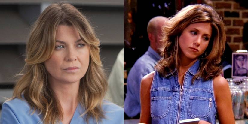 Meredith Grey in Grey's Anatomy & Jennifer Aniston in Friends.