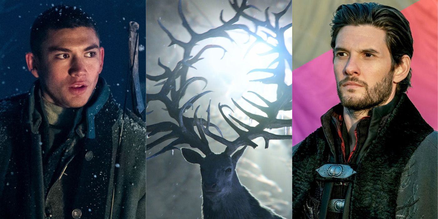 Split image of Mal, a stag, and The Darkling in Shadow and Bone.