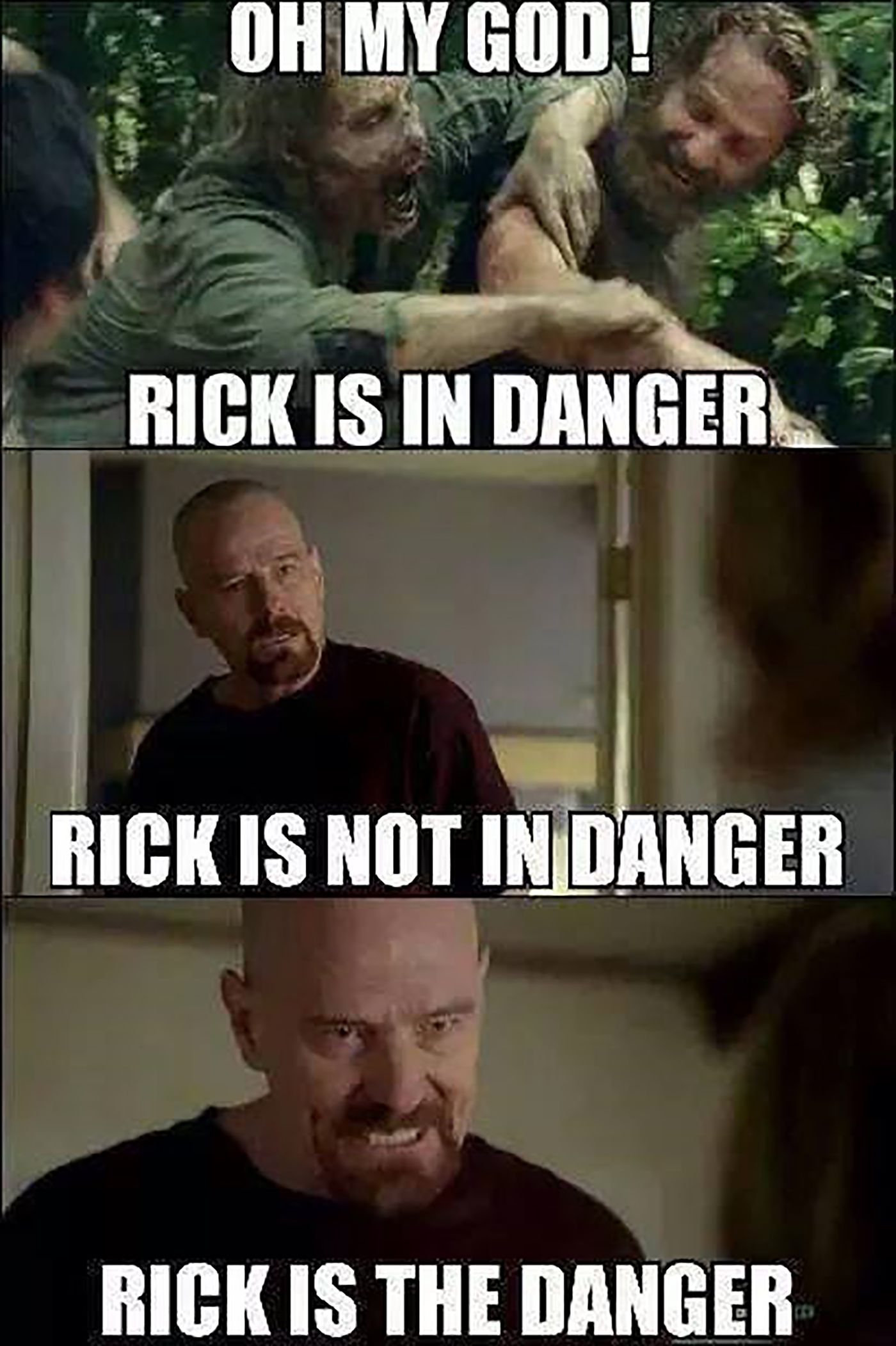 A meme of Walker White referencing Rick from The Walking Dead.
