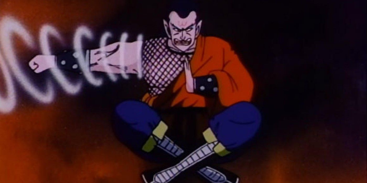 Demon Lord Shula using his powers in the Dragon Ball anime.