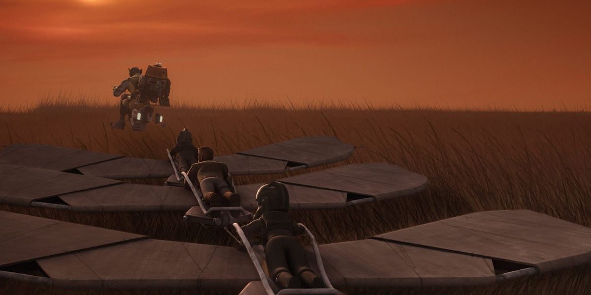 Lothbat gliders in Star Wars Rebels episode Jedi Night
