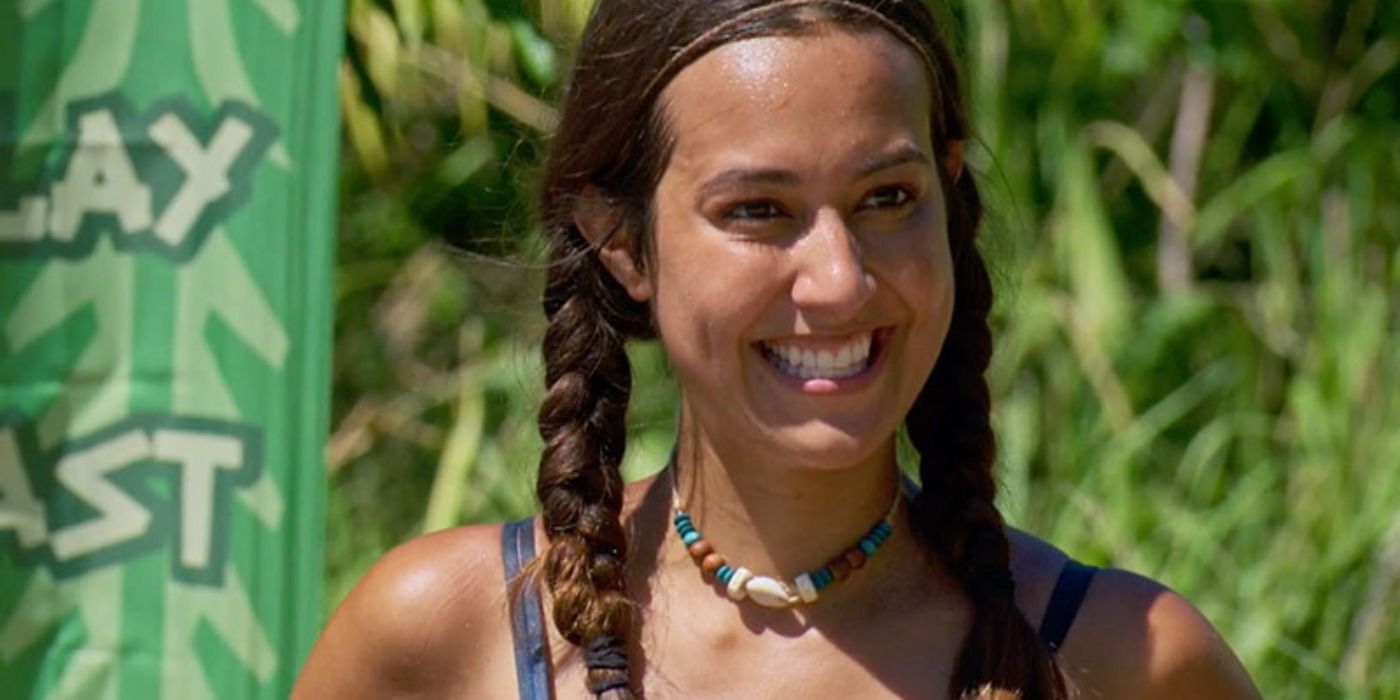 Angelina Keeley smiling at a Survivor challenge