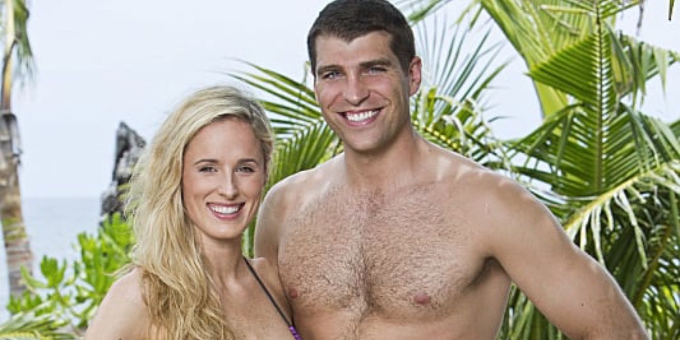 John and Candice posing for the Survivor: Blood VS Water cast photos