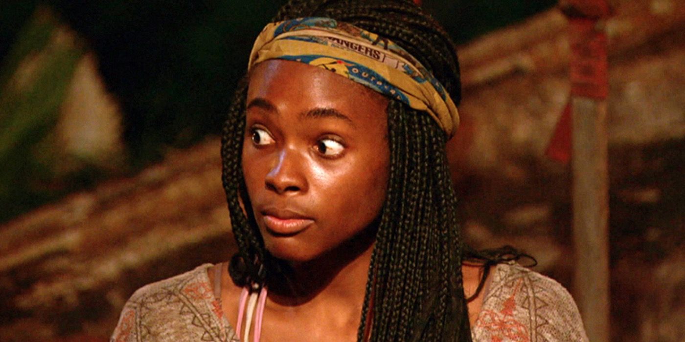 Michaela Bradshaw being shocked at a Survivor tribal council
