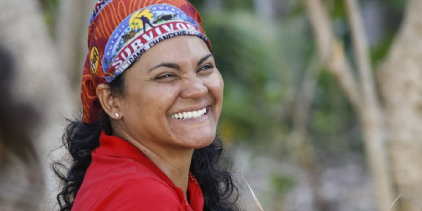 Sandra Diaz-Twine laughing at the camera on Survivor