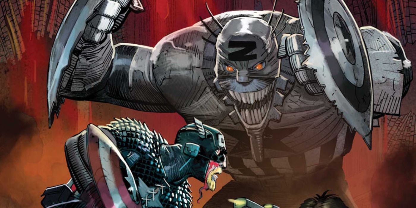 A Dimension Z drone attacks Captain America in Marvel Comics.