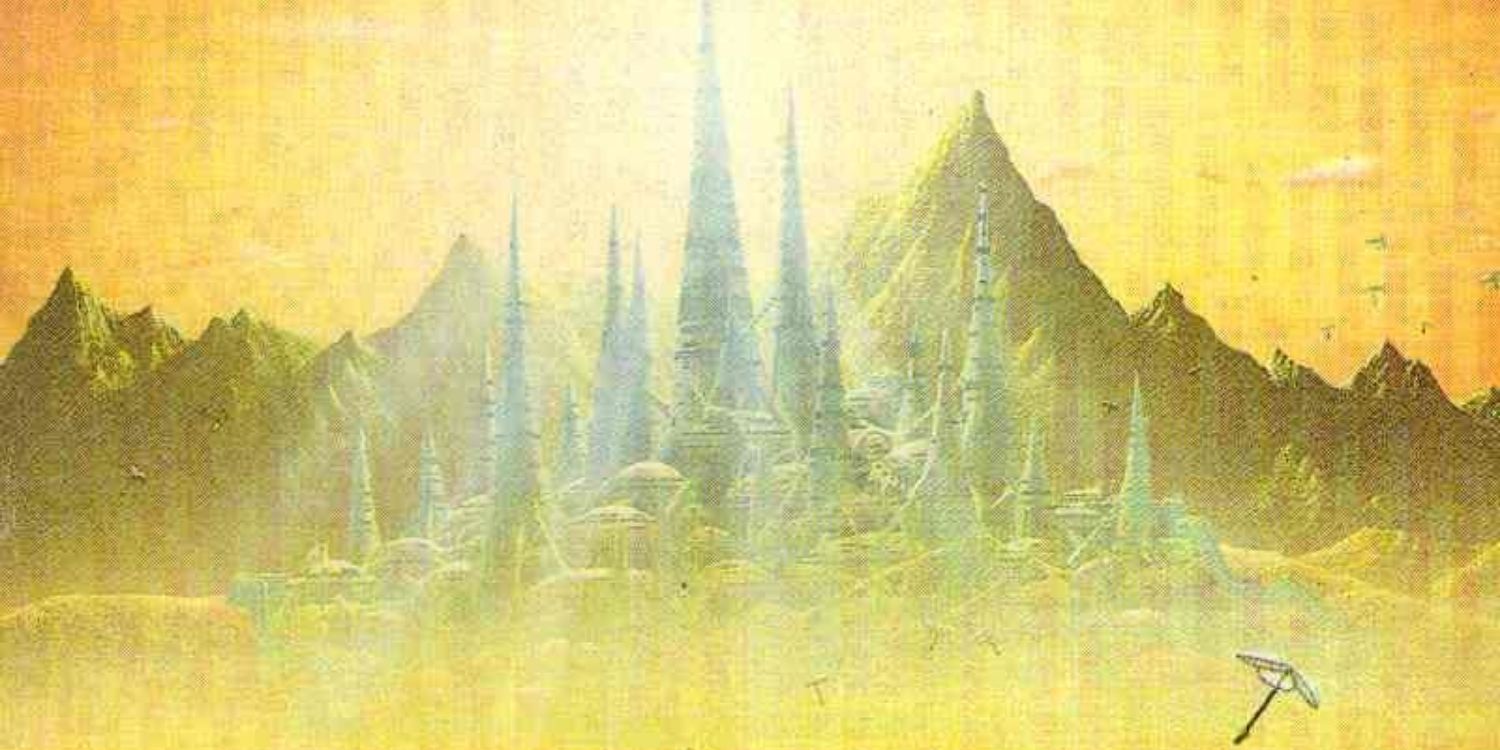 A scene from the cover of Foundation