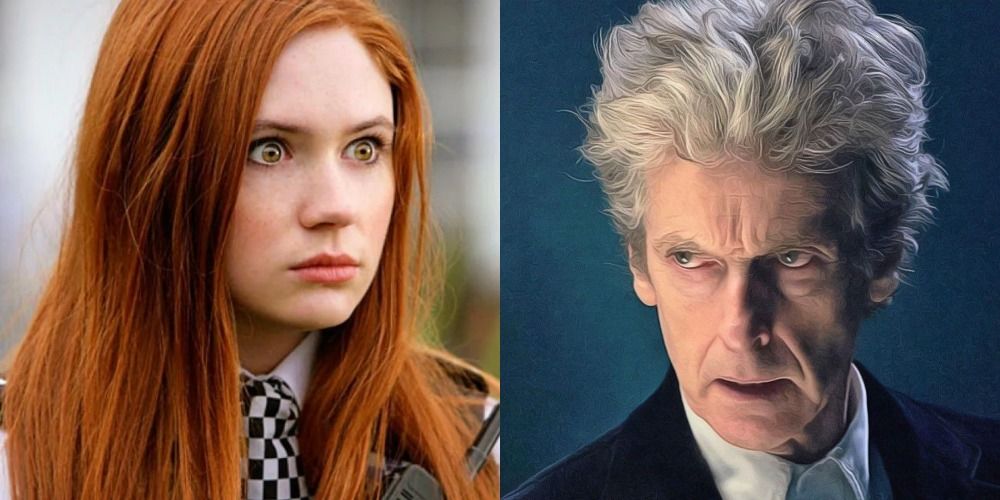 A split image of Amy Pond and the Twelfth Doctor in Doctor Who